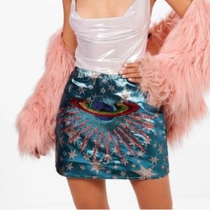 Boohoo Sequin Galaxy Skirt NEVER WORN